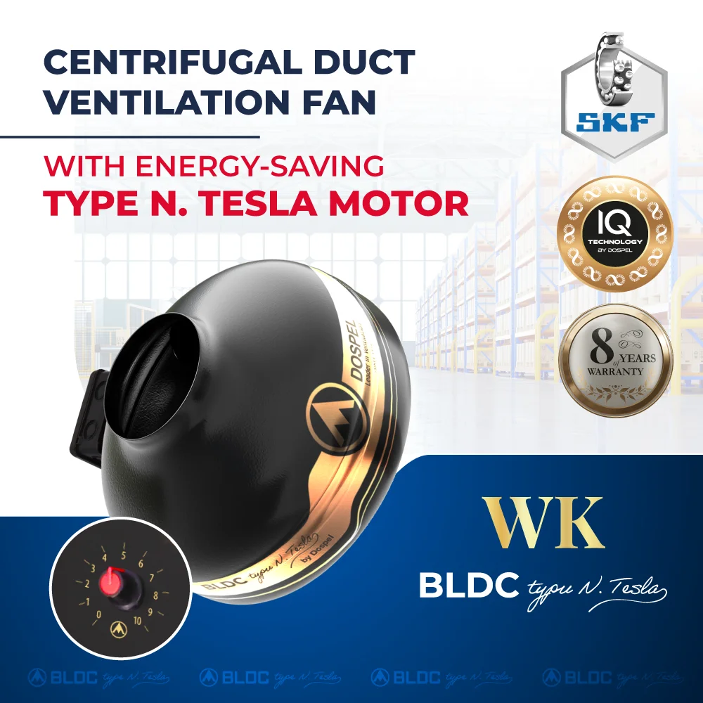 Energy Saving industrial duct fan with type N.Tesla BLDC motor