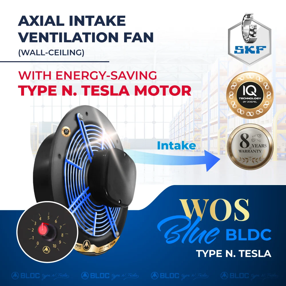 Energy Saving axial industrial intake fan with type N.Tesla BLDC motor